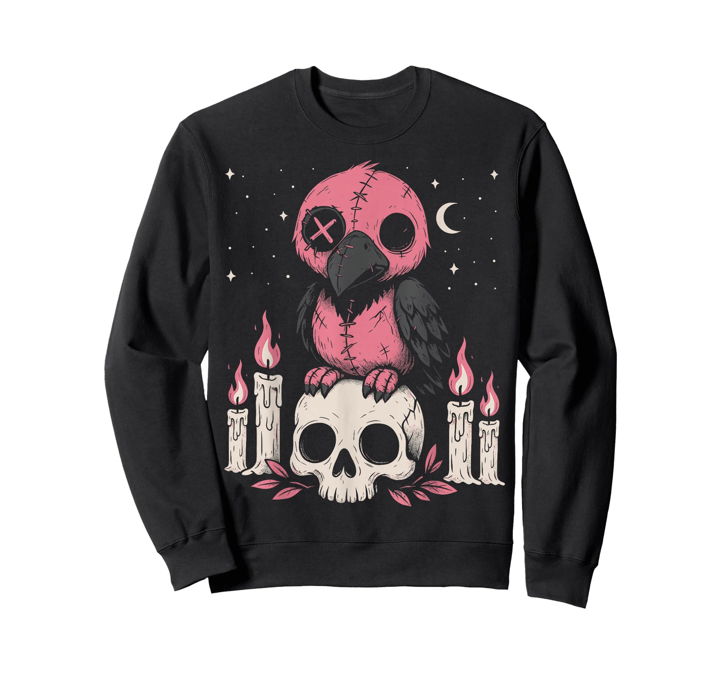 Creepy Cute Pastel Goth Crow Gothic Kawaii Raven Skull T-Shirt