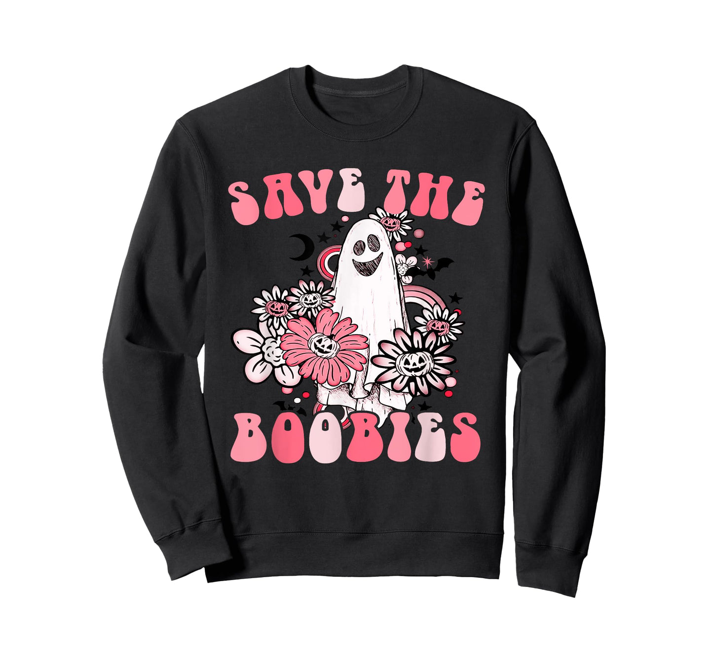 Boobees Breast Cancer Boho Groovy Ghost Save The Boo bees T-Shirt