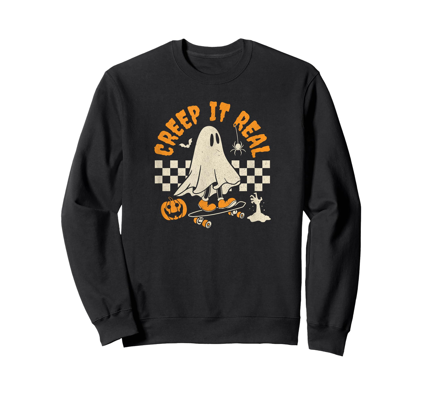 Halloween Creep it real ghost skateboard for women kids T-Shirt
