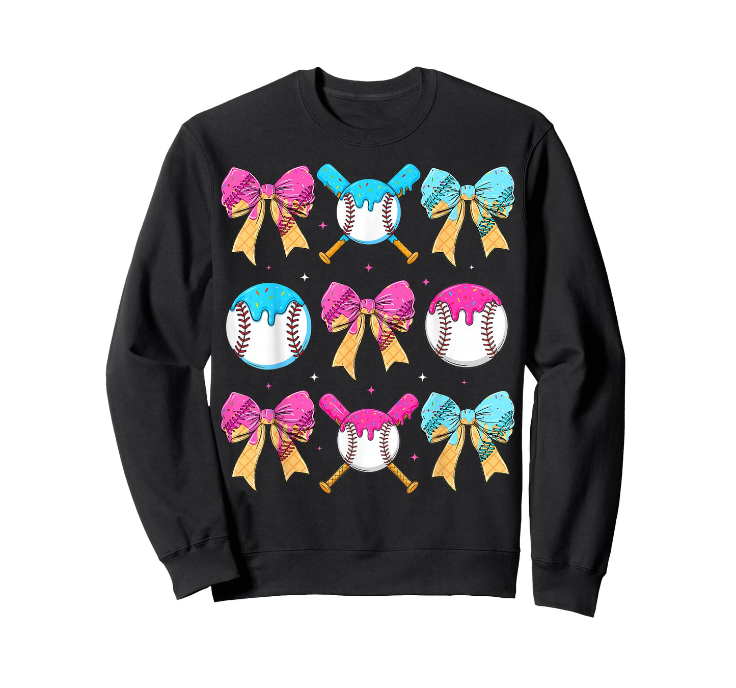 Baseball Sister Drip Bow Ice Cream Drip Girls Sprinkle Youth T-Shirt