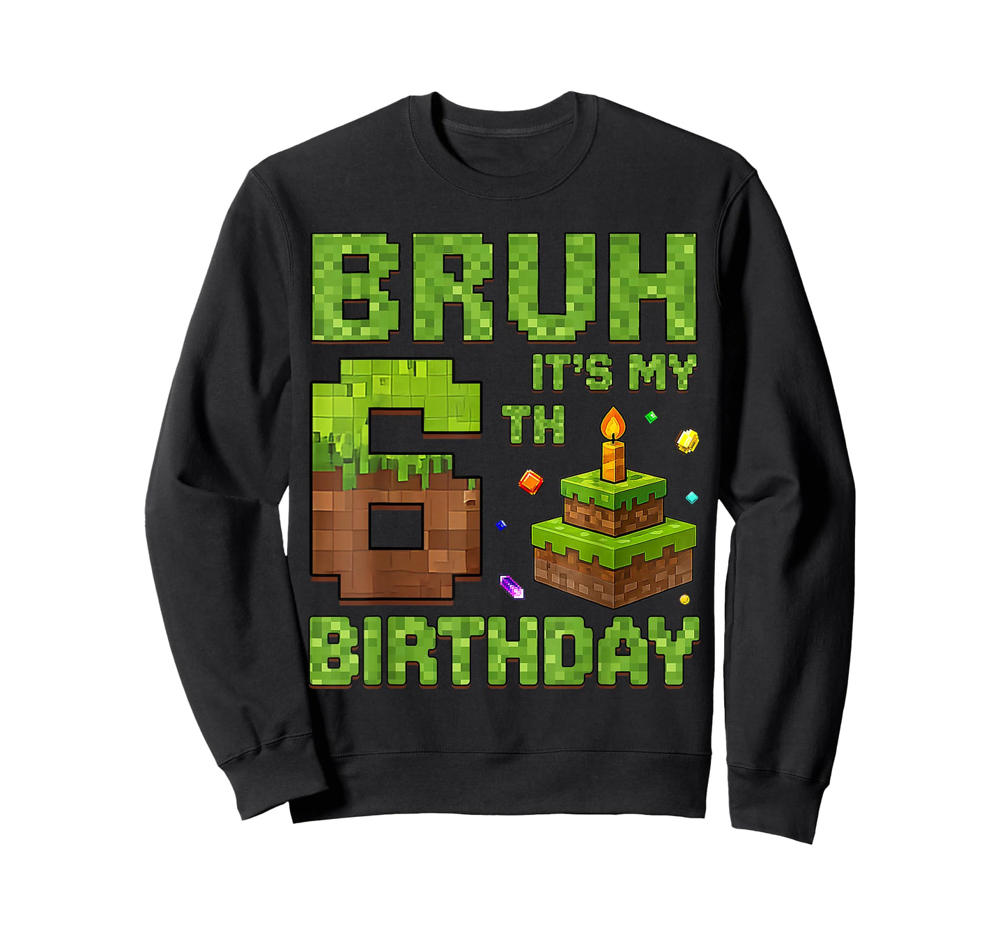 Funny Birthday Boy Bruh It's My 6th Birthday Game Pixel T-Shirt