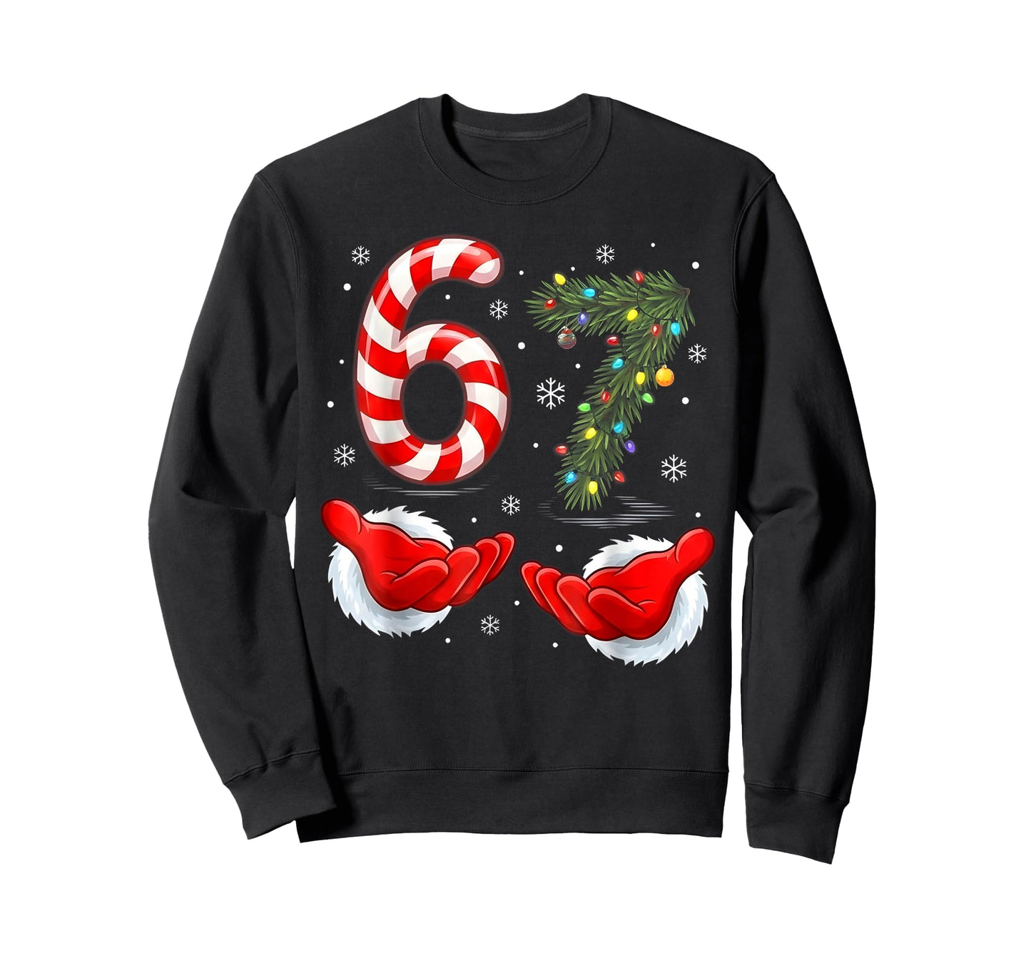 Funny 67 Christmas Shirt 6 7 Santa Hands six Seven Meme Ugly T-Shirt