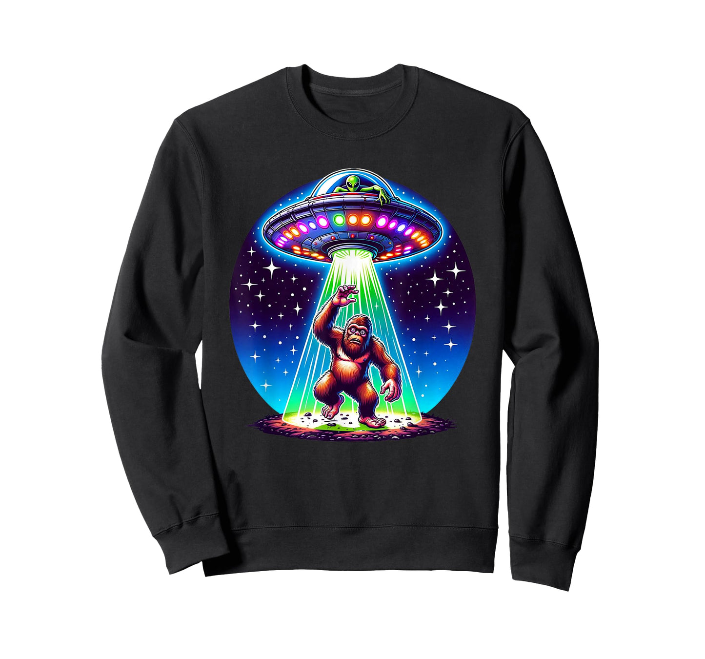 Bigfoot Sasquatch Abduction Alien Invasion UFO Spaceship T-Shirt