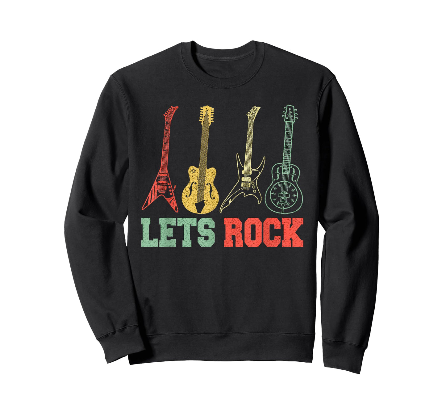 Lets Rock Rock n Roll Guitar Retro T-Shirt Small