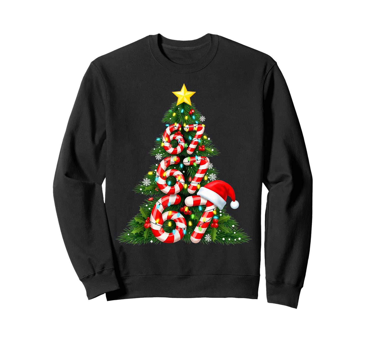 67 Christmas Tree Candy Cane Holiday Six Seven Meme Brainrot T-Shirt