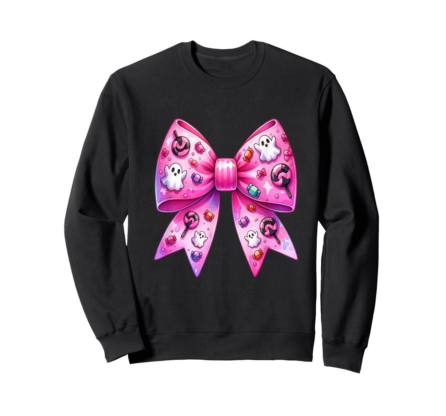 Coquette Bow Pink Ghost Halloween Spooky Women Girls T-Shirt
