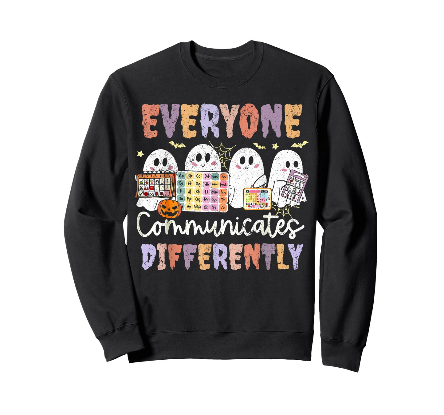 Everyone Communicates Differently Halloween SLP Sped Teacher T-Shirt