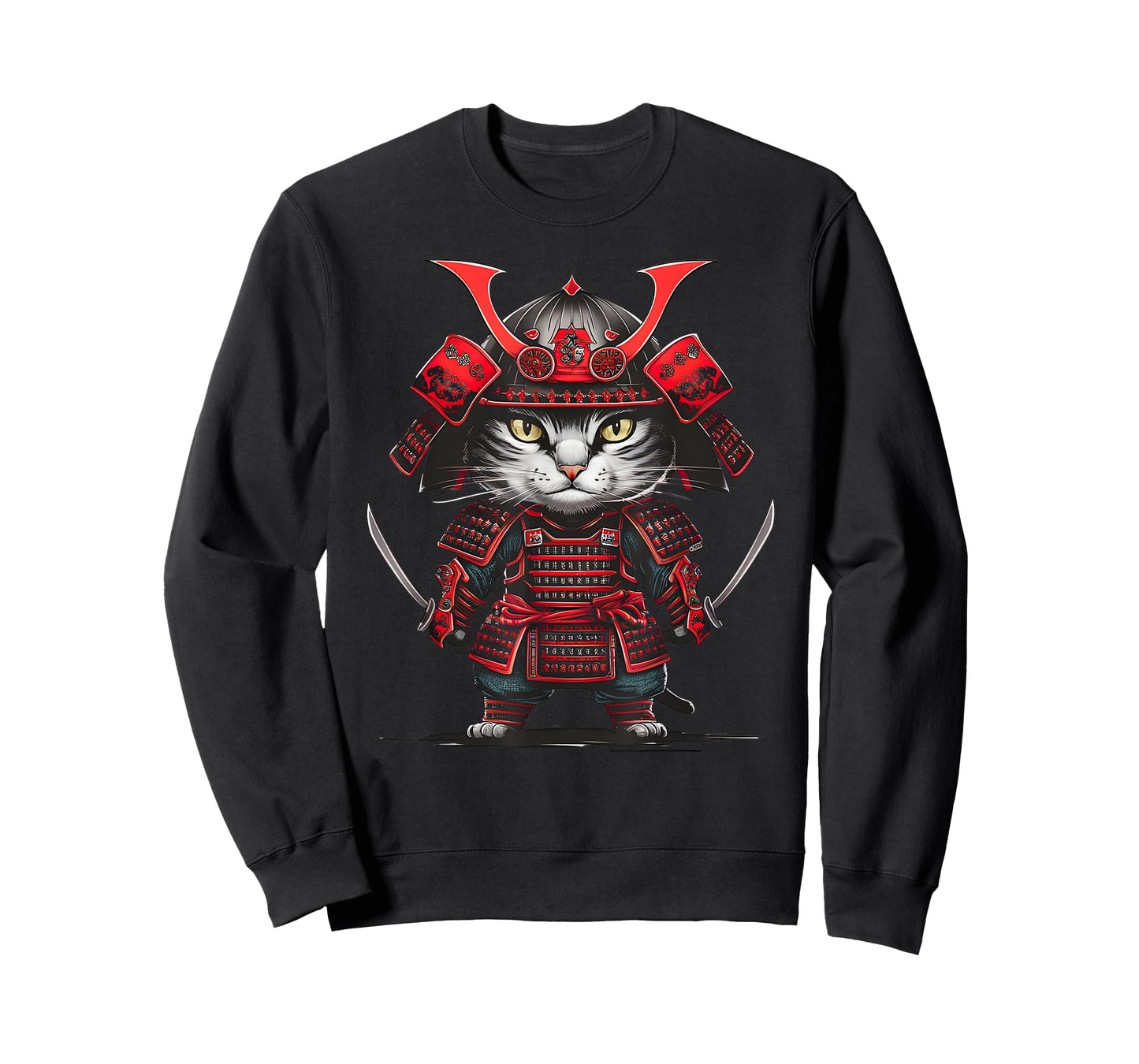 Traditional Japanese Samurai Cat Funny Parody Japanese Anime Men Women Girls Kids T-Shirt