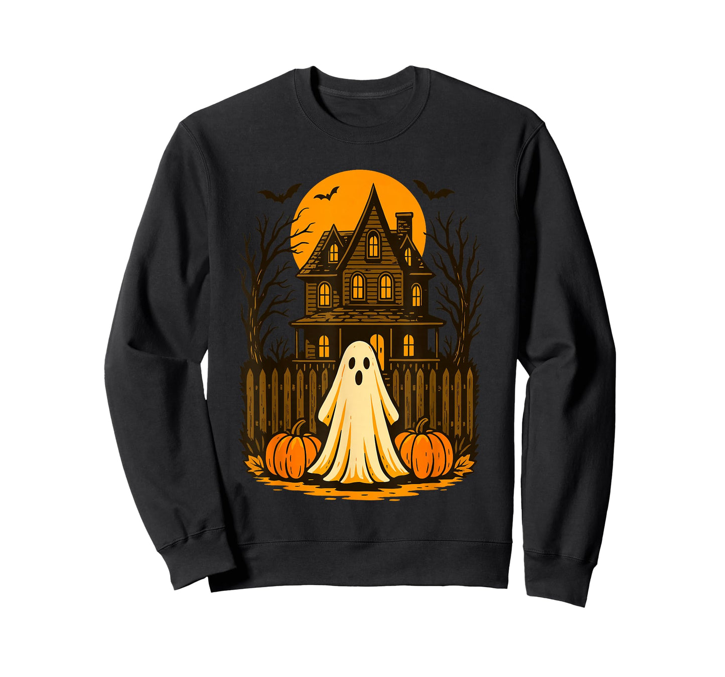 Vintage Ghost Boo Haunted House Halloween Design T-Shirt