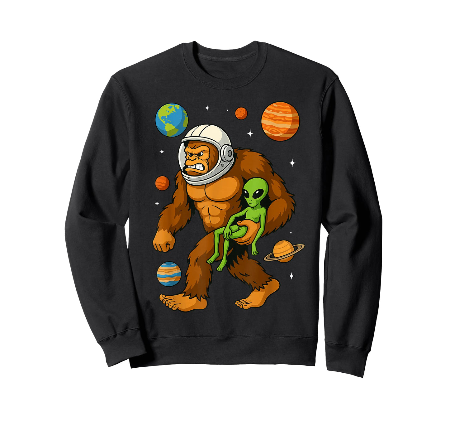 Astronaut Bigfoot Alien Space Funny UFO Space Tee T-Shirt