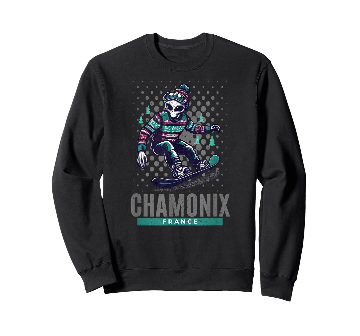 Cosmic Thrills - Alien Snowboarding in Chamonix France T-Shirt
