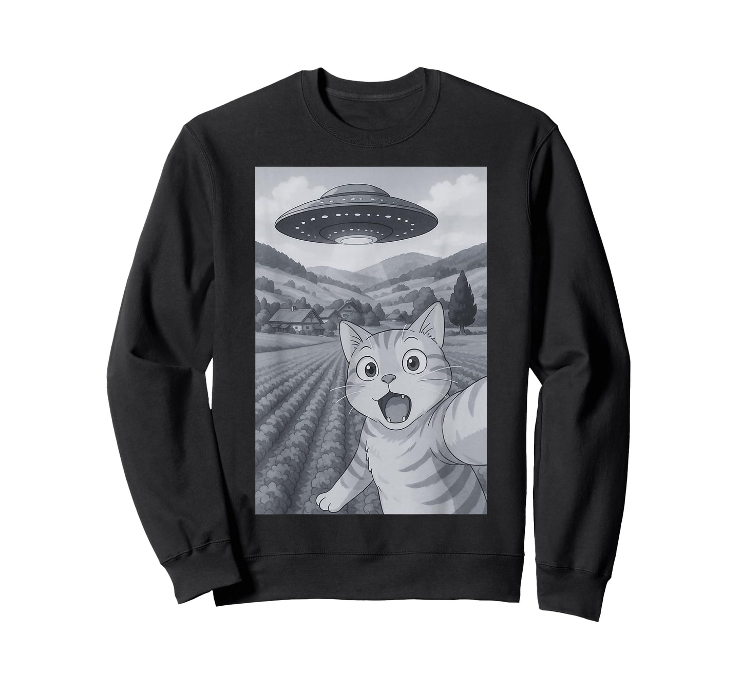 Cat Selfie With UFOs Alien UFO T-Shirt
