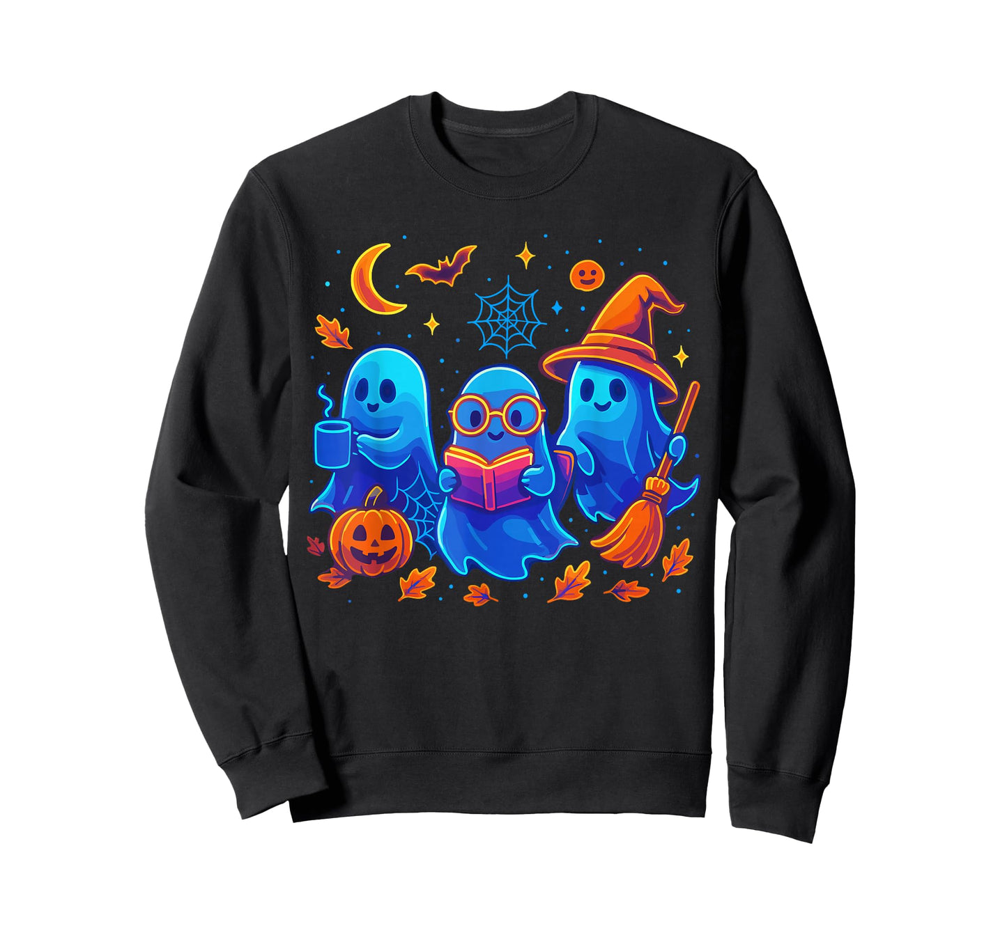 Little Ghost Coffee Tee, Spooky Season Ghost Reading Book T-Shirt