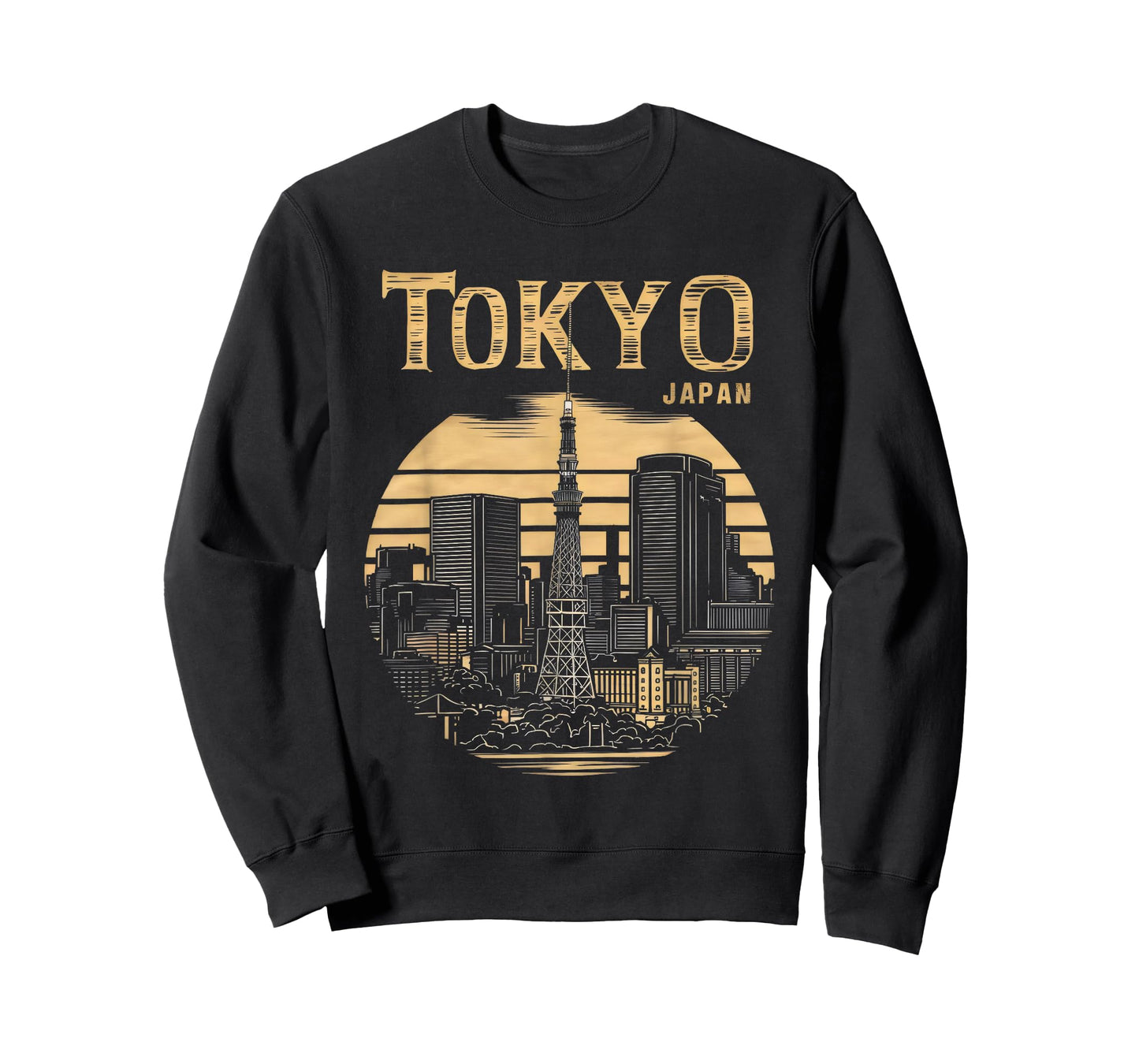 Tokyo Skyline Tower Woodblock Japanese Style Art Japan T-Shirt