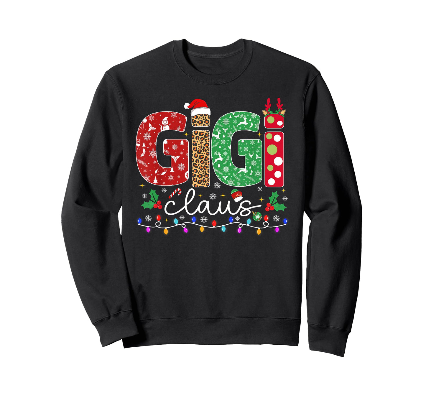 Family Christmas Shirt Women Funny Xmas Lights Gigi Claus T-Shirt