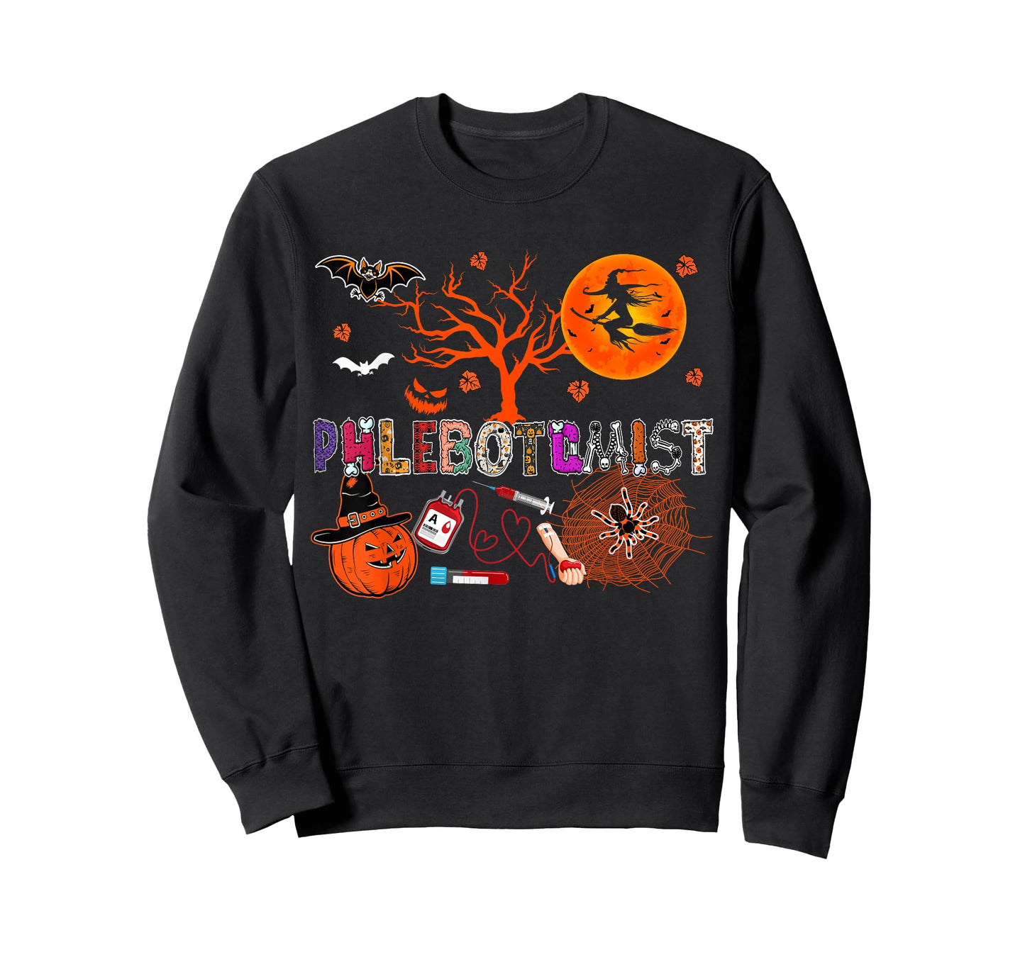Phlebotomist Halloween Zombie Costume Skeleton Scary Pumpkin T-Shirt