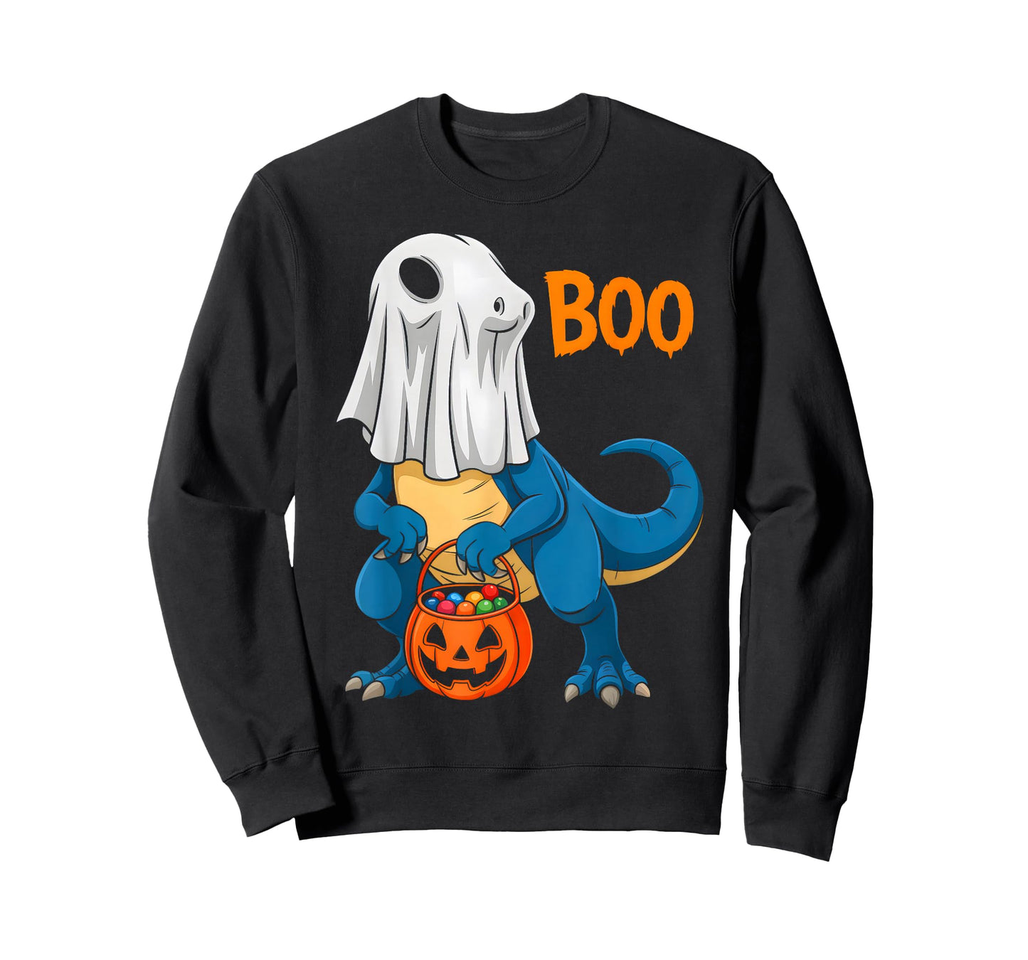 Dinosaur T Rex Boo Ghost Pumpkin Halloween Costume Boys Kids T-Shirt