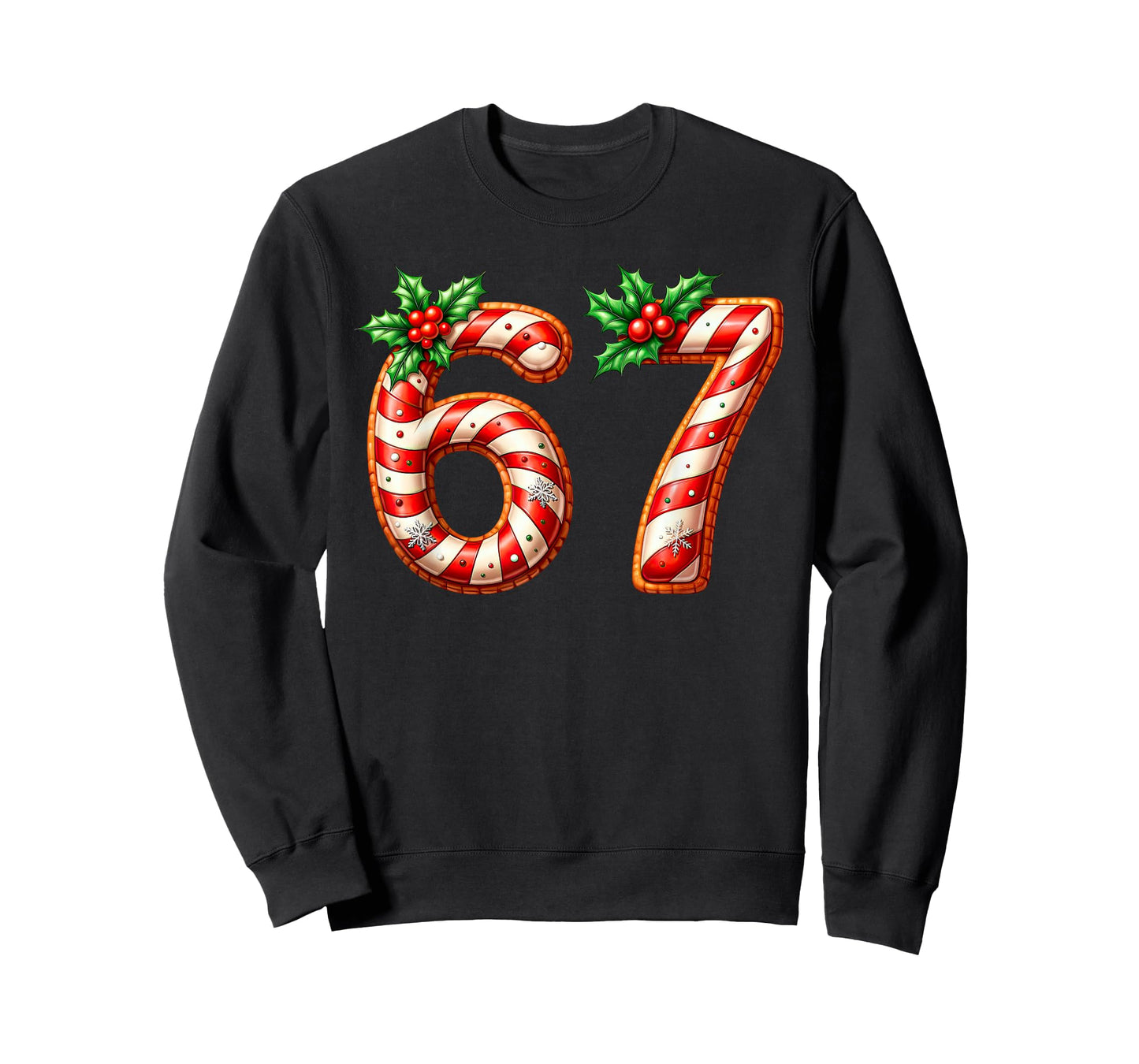 Funny Six Seven 67 Meme Gen Alpha Slang 6 7 Candy Cane T-Shirt