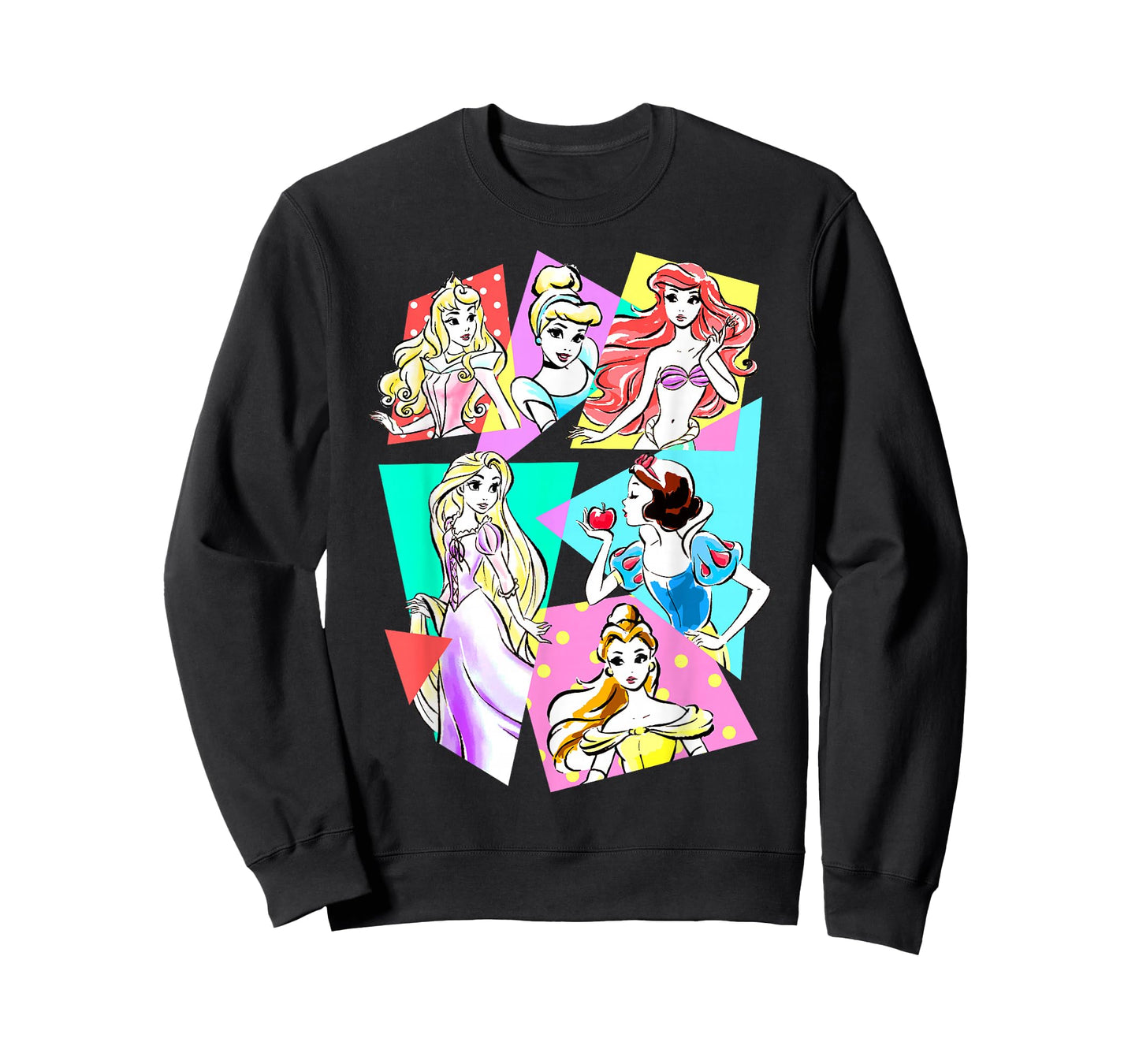 Disney Princesses Neon Pop Art Sketch Graphic T-Shirt T-Shirt