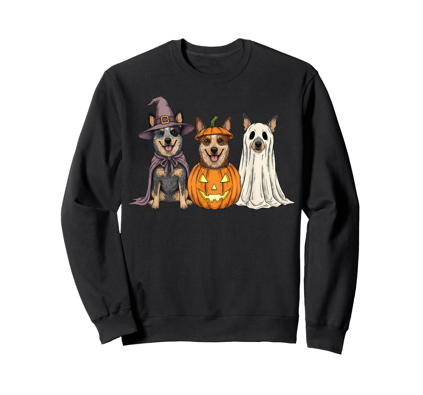 Spooky Ghost Blue Heeler Pumpkin Halloween Dog Lover T-Shirt