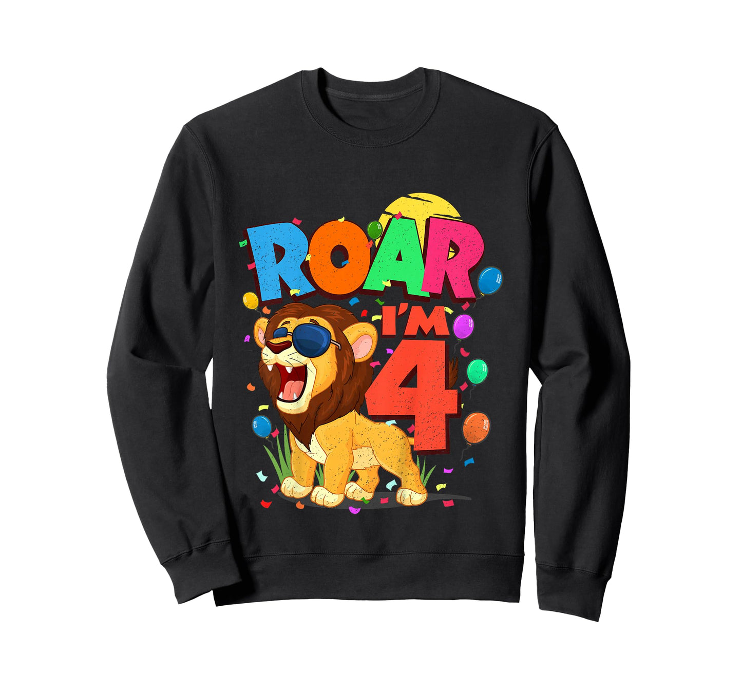 4th Birthday ROAR I'M 4 Year Old Shirt Boys Lion Safari Gift T-Shirt