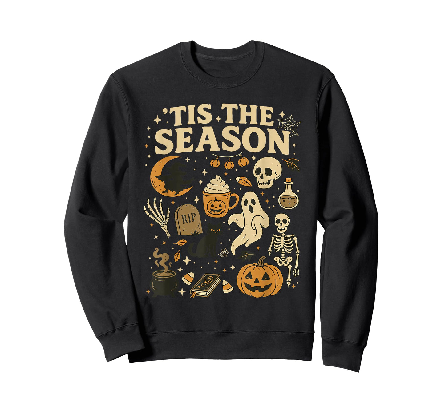 Tis The Season for Fall with Halloween Skeleton Ghost Witch T-Shirt