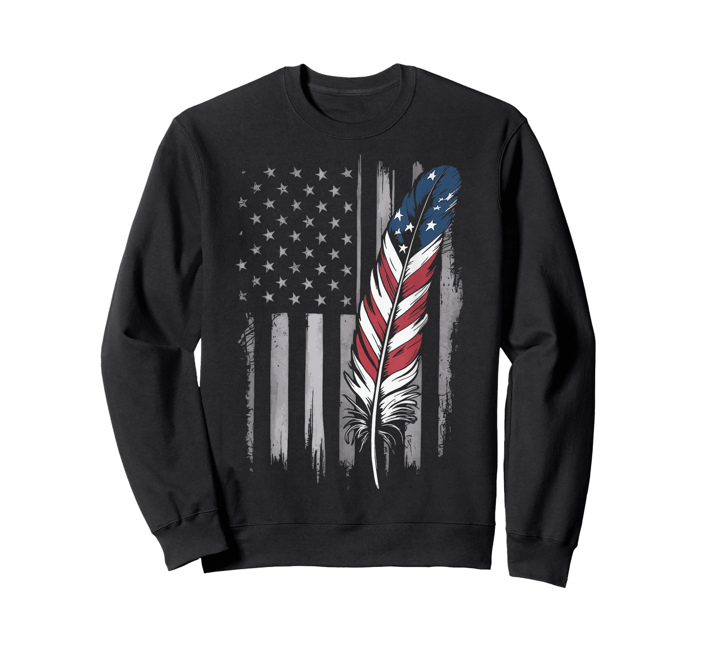 Feather USA Flag Native American Tribal Tradition T-Shirt