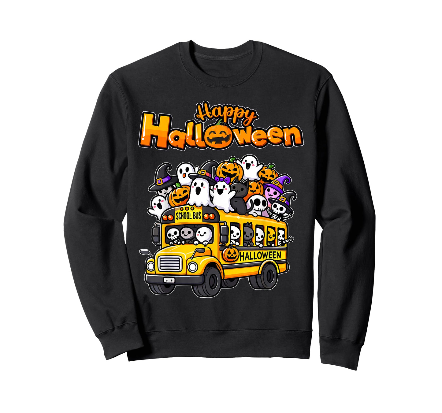 Teacher Halloween School Bus Driver Cute Ghost Witch Party T-Shirt