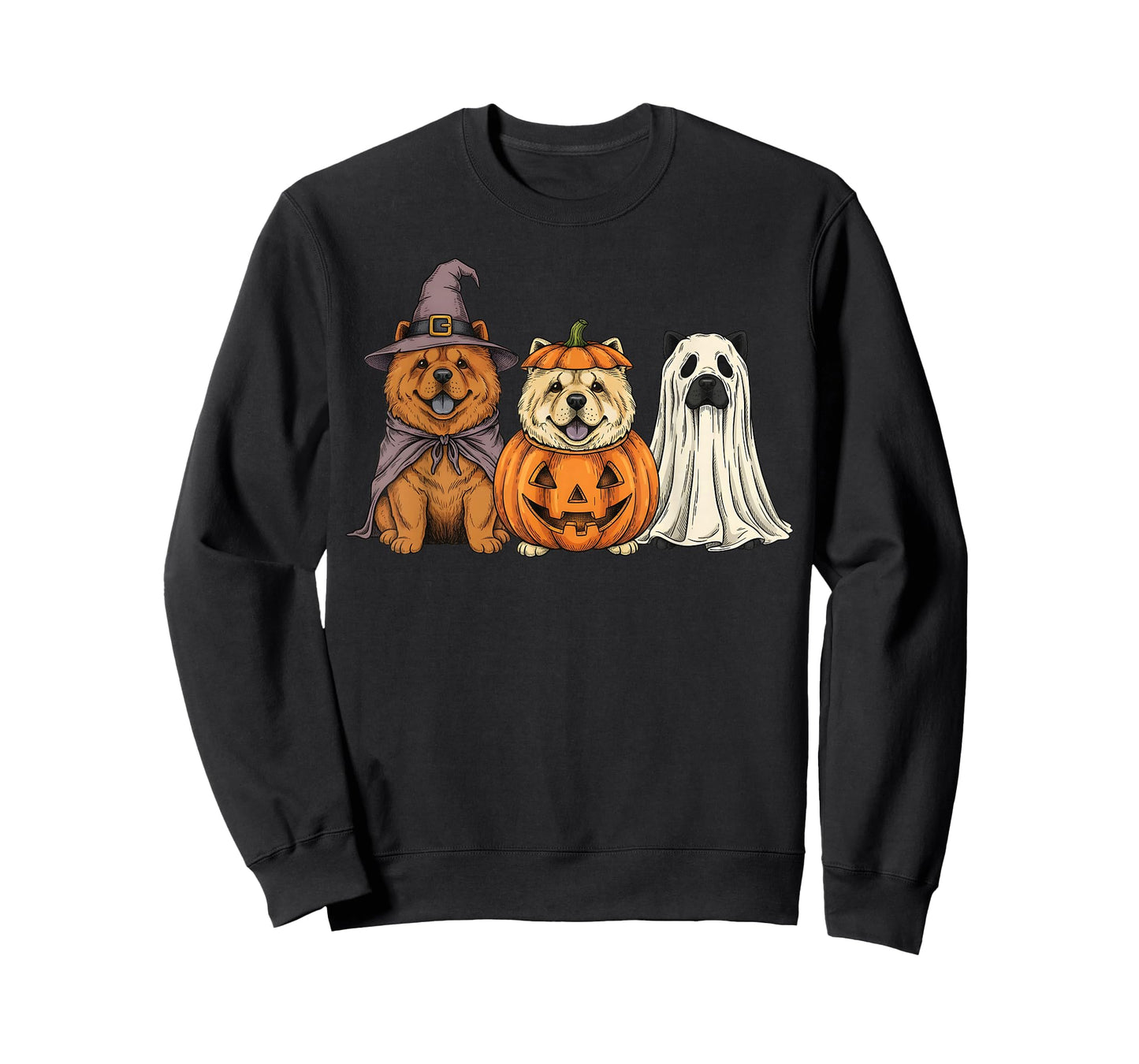 Spooky Ghost Chow Chow Pumpkin Halloween Dog Lover T-Shirt