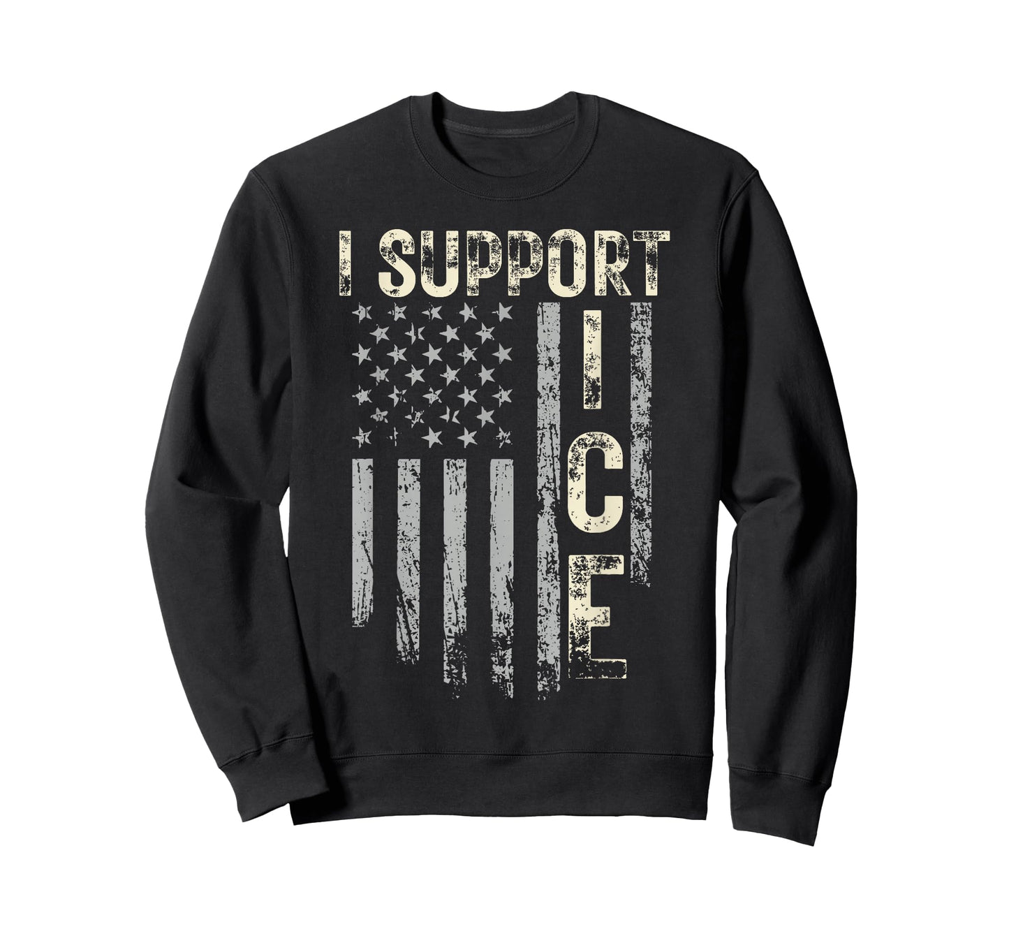 Support ICE Immigration Officers American Flag Border Patrol T-Shirt
