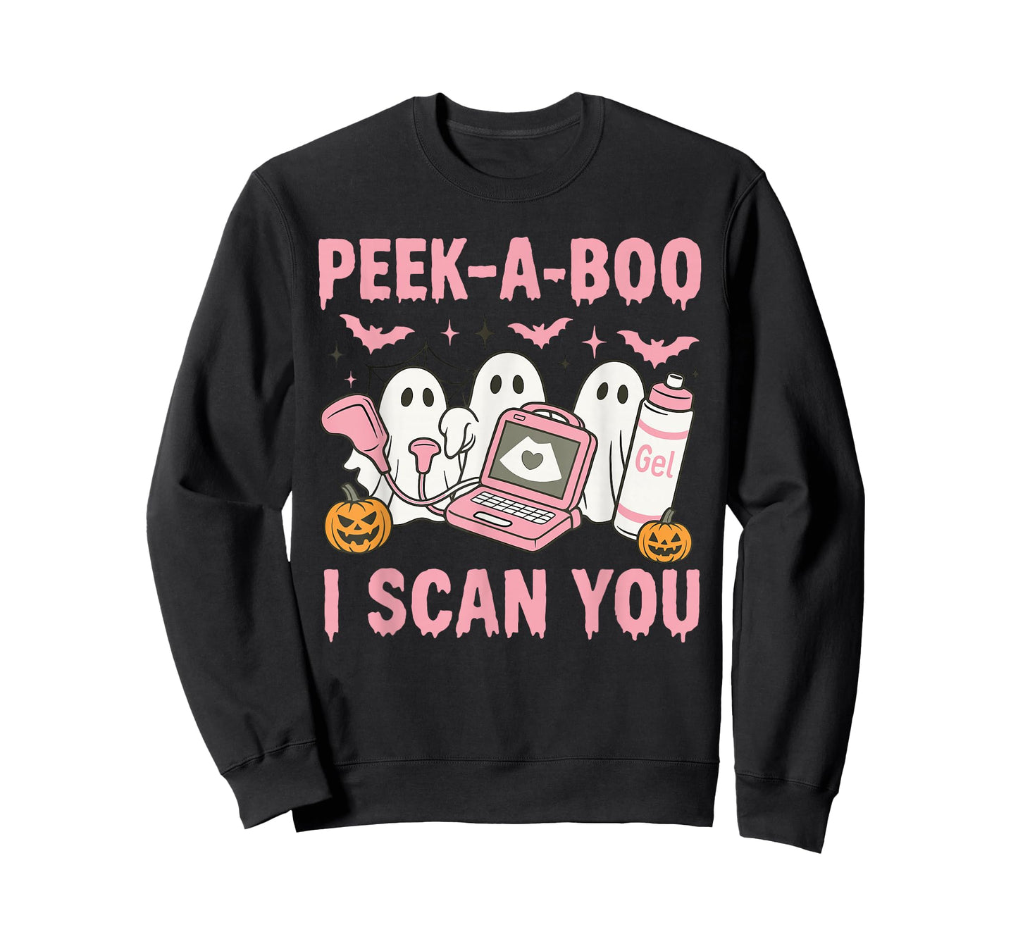 Peek A Boo I Scan You Spooky Sonographer Ultrasound Tech T-Shirt