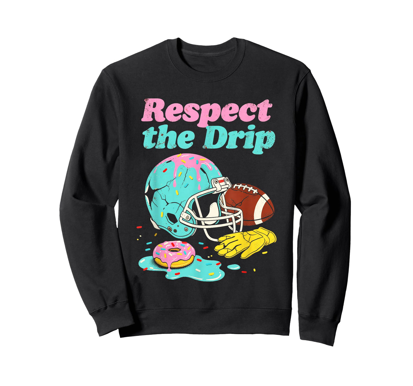 Respect The Drip Football Ice Cream Drip Boys Youth Kids T-Shirt