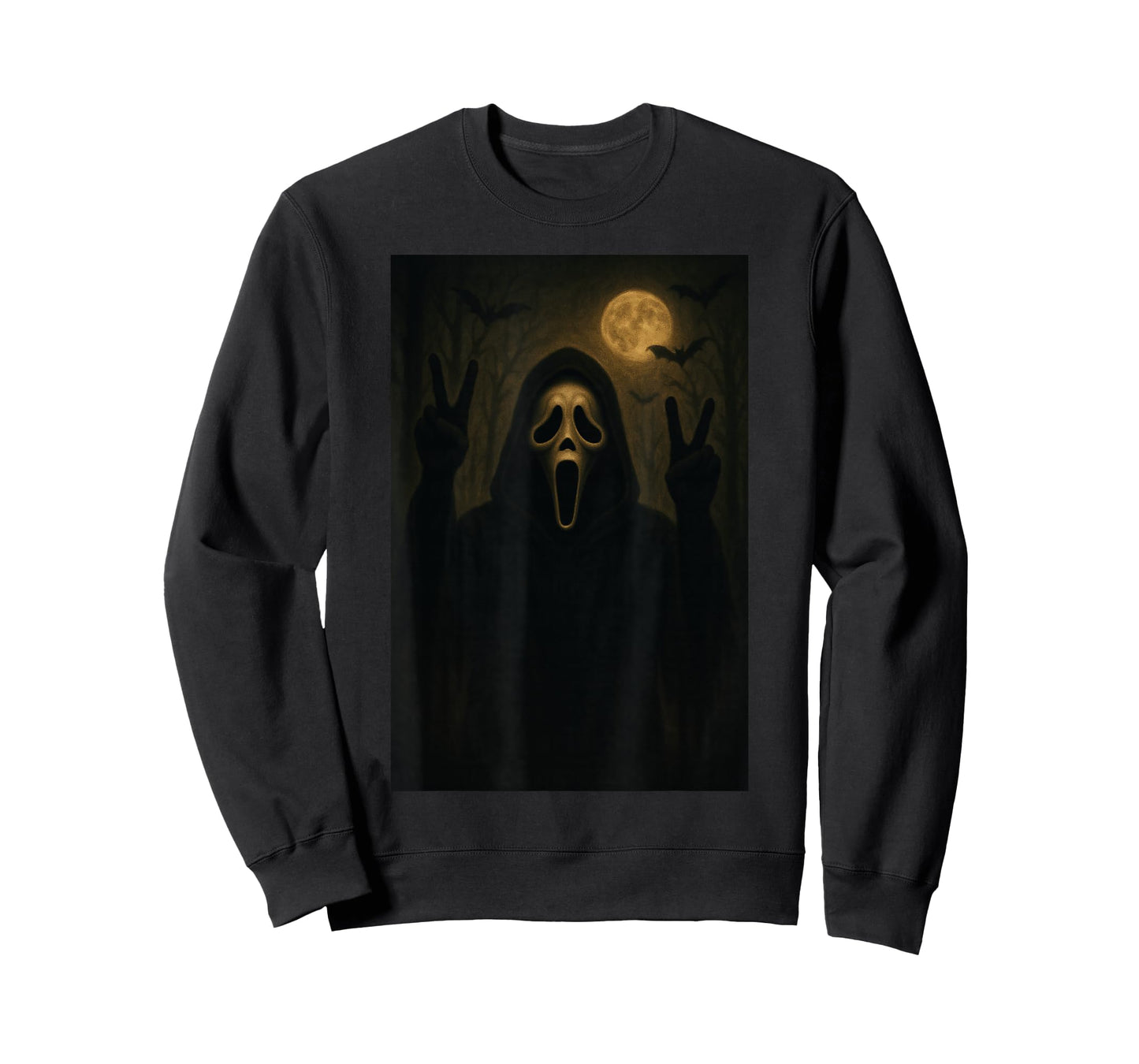 Scary Face Ghost Bats Forest Dark Creepy Halloween T-Shirt