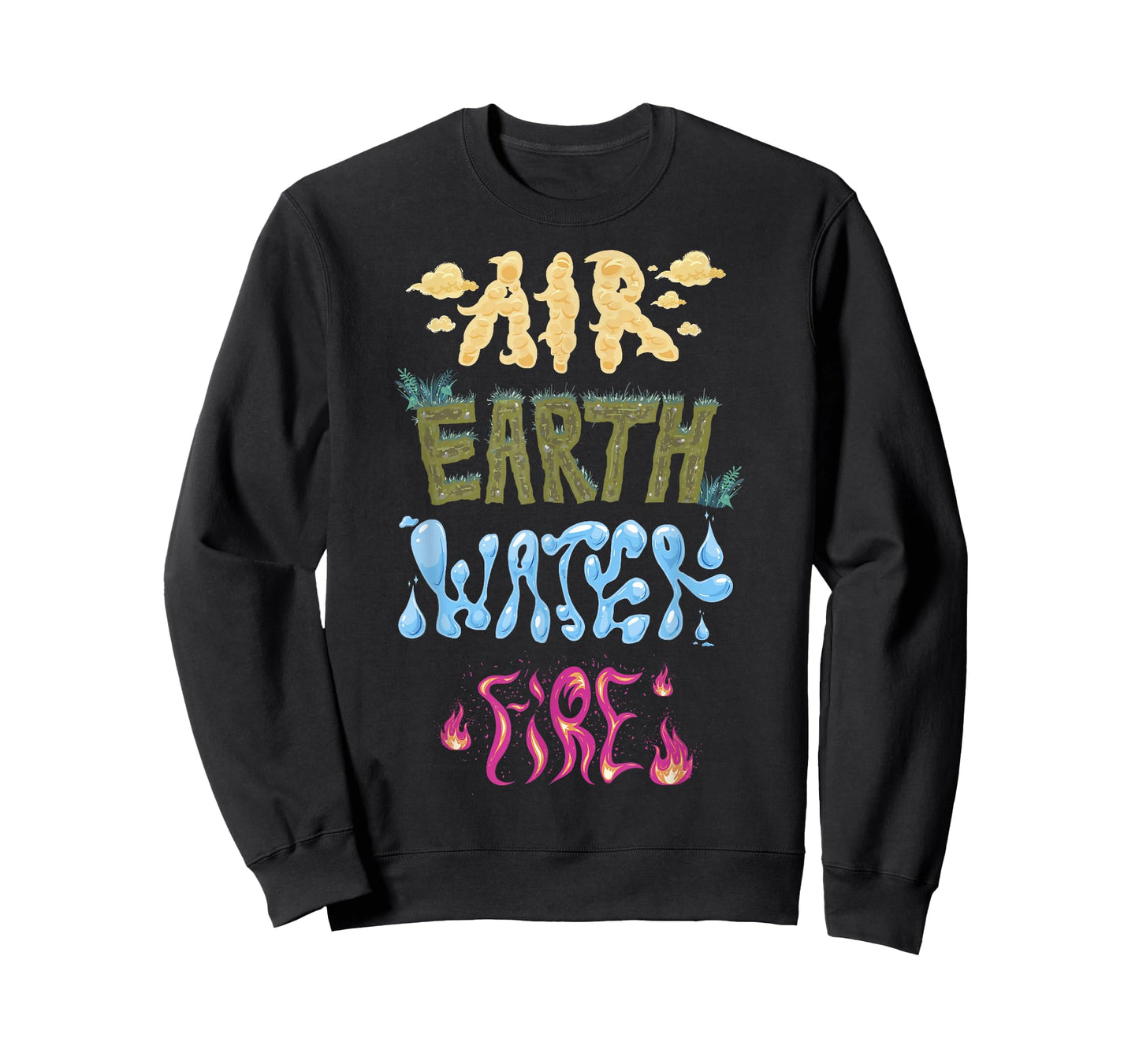 Disney Pixar Elemental Air Earth Water Fire Stylized Text T-Shirt