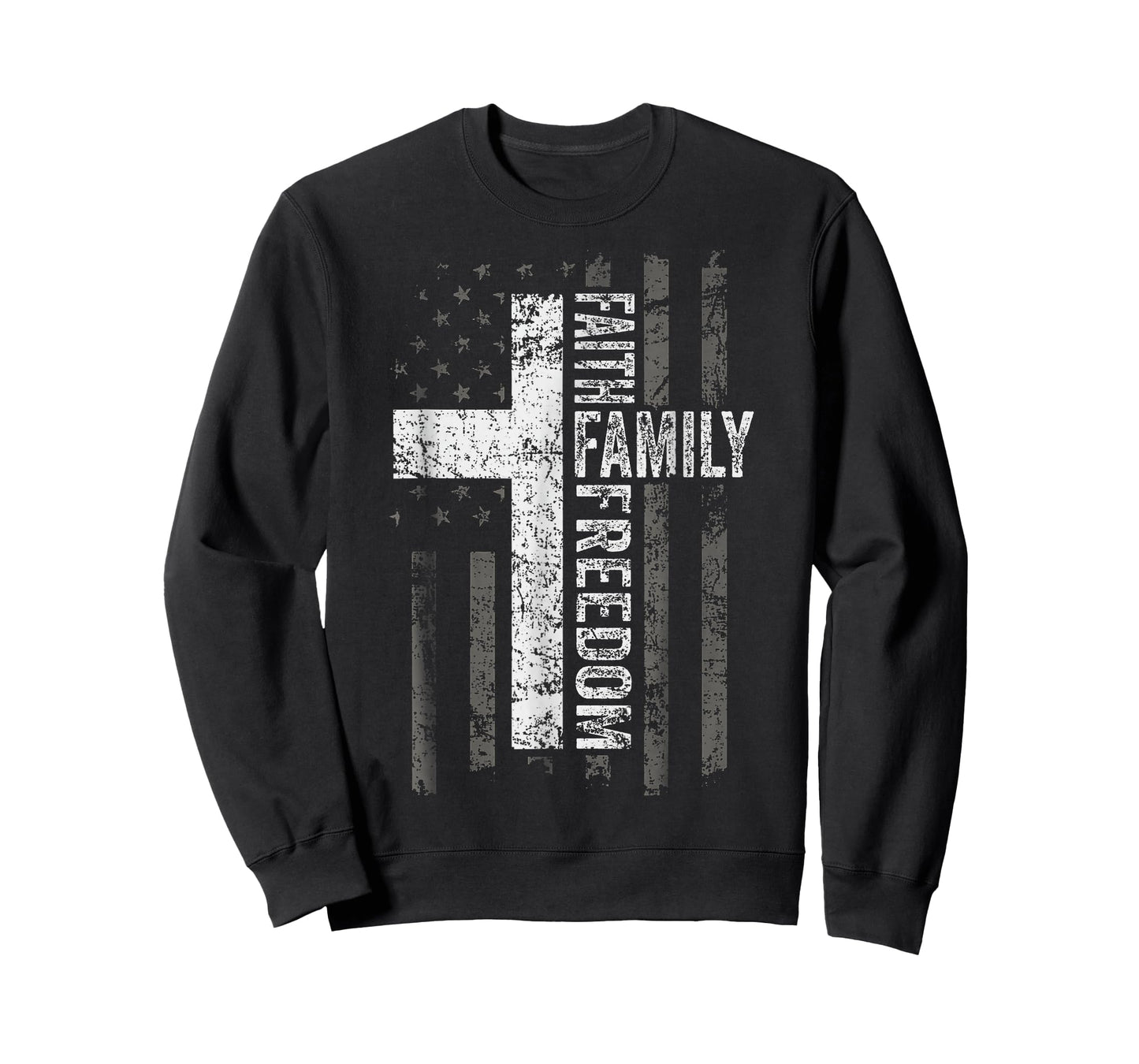 Faith Family Freedom Patriotic Christian Vintage USA Flag T-Shirt