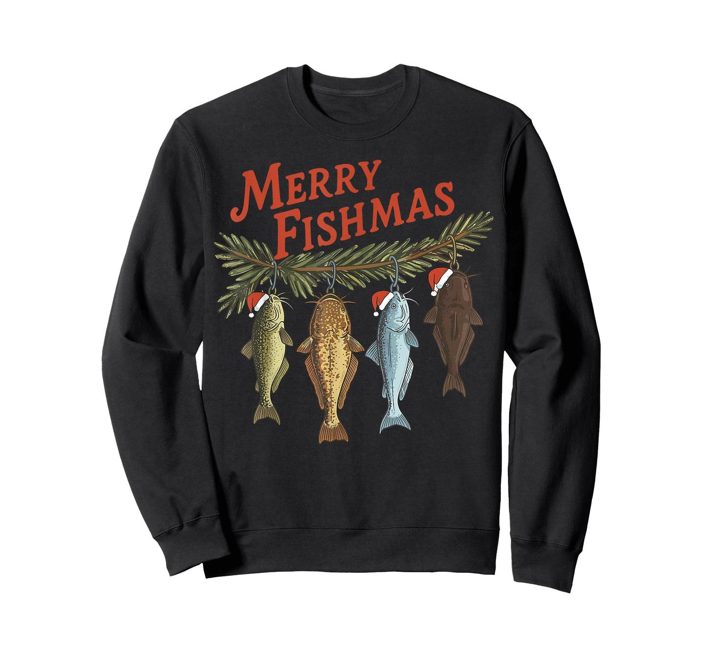 Merry Fishmas Santa Fishing Funny Fisherman Christmas T-Shirt
