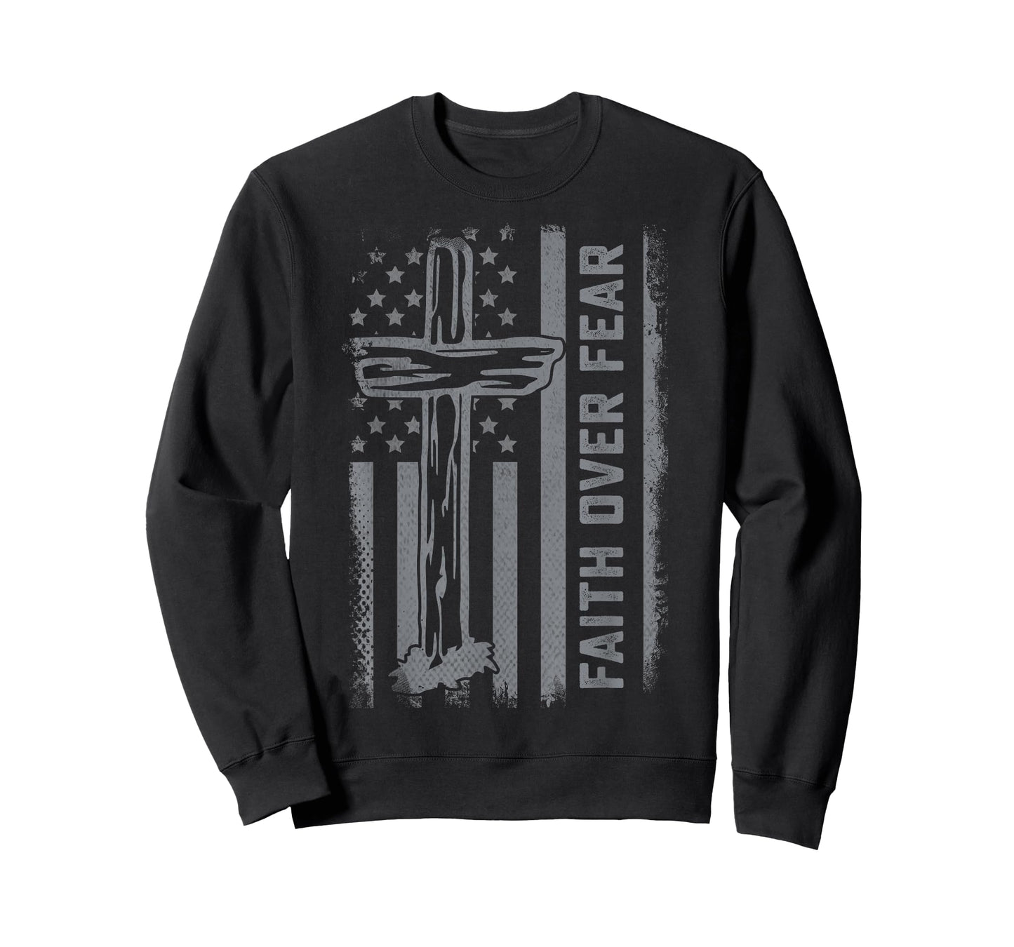 Christian US Flag Cross Faith Over Fear Men Women Kids T-Shirt