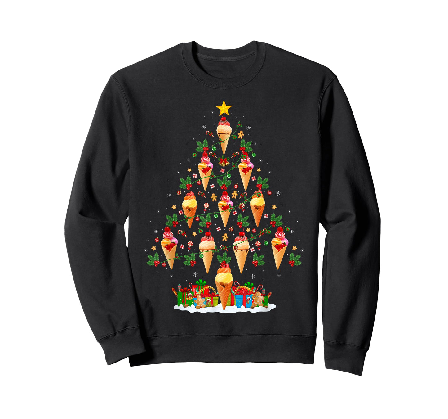 Ice Cream Cone Christmas Tree Funny Ice Cream Lover Xmas T-Shirt