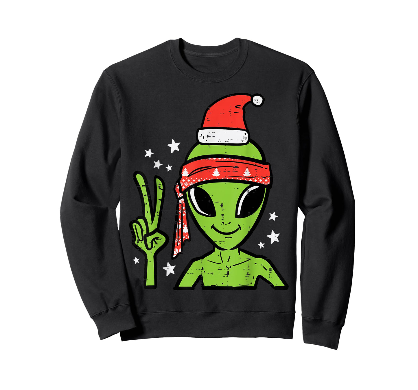 Christmas Alien Santa Peace Hand Xmas Space Men Boys Kids T-Shirt