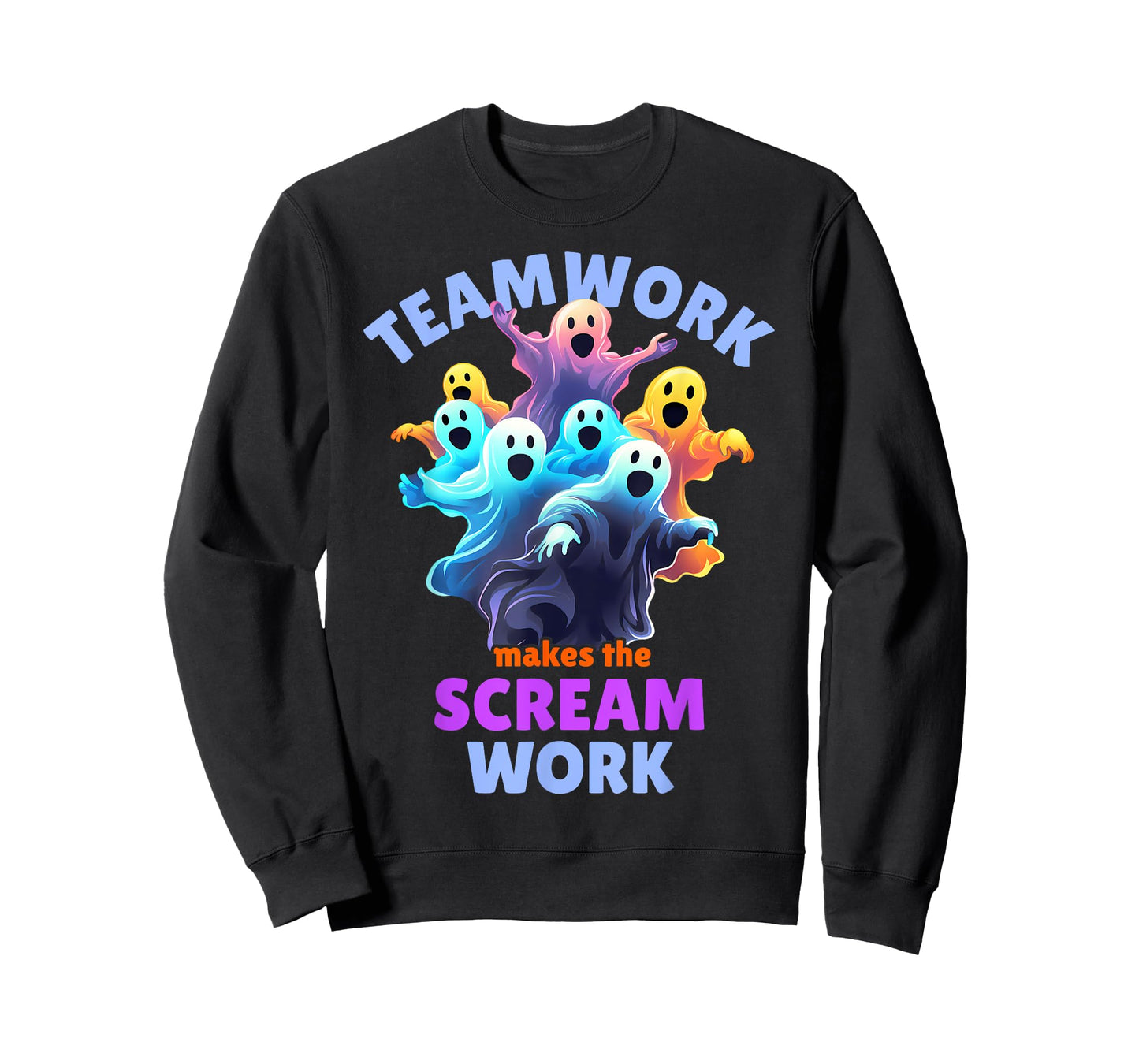 Cute Ghost Teamwork Makes The Scream Work Funny Halloween T-Shirt