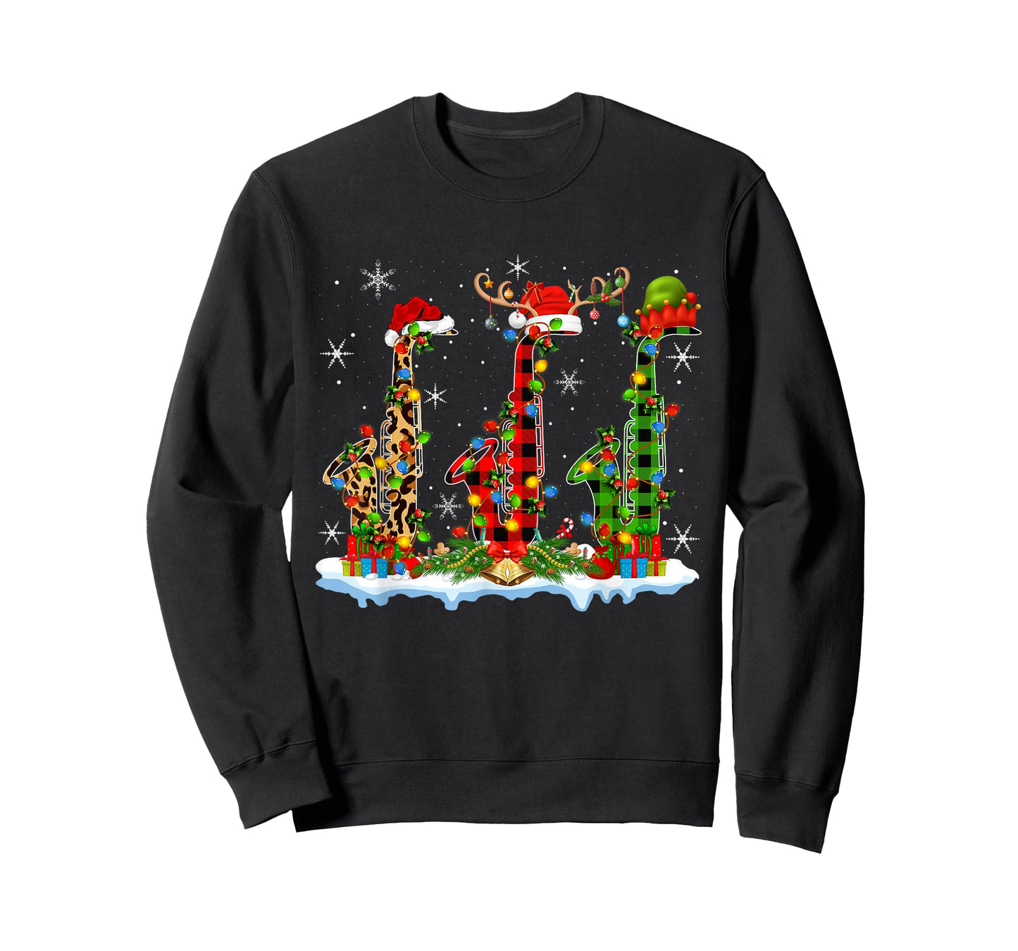 Saxophone Christmas Lights Marching Band Saxophone Jazz Xmas T-Shirt