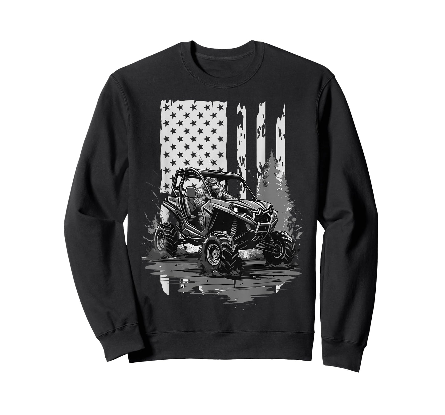 Funny patriotic Bigfoot riding a side by side UTV, Offroad T-Shirt