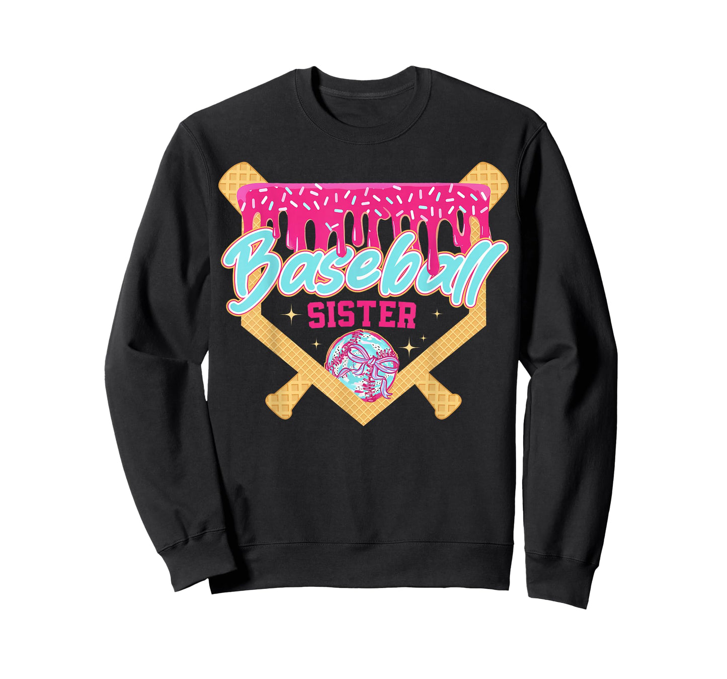 Baseball Sister Drip Ice Cream Baseball Game Day T-Shirt