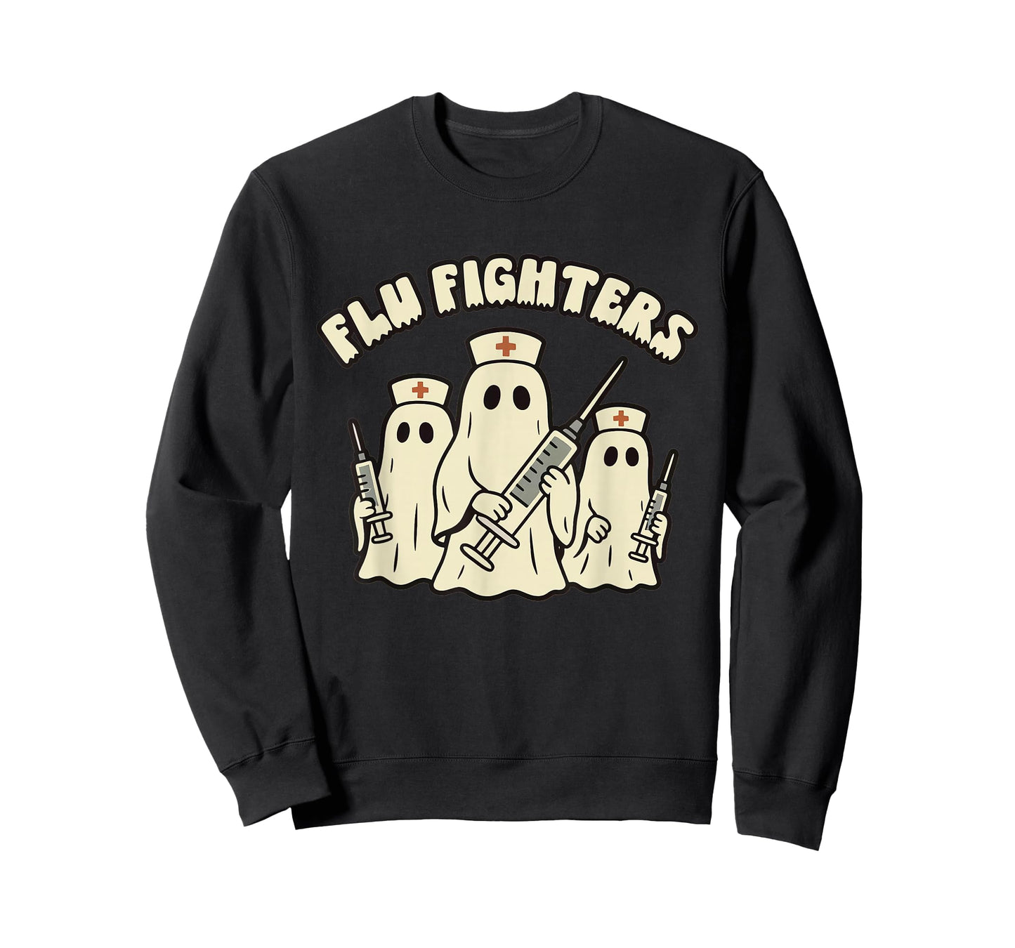 Retro Nurse Halloween Ghosts Flu Fighters ED PEDS RN T-Shirt