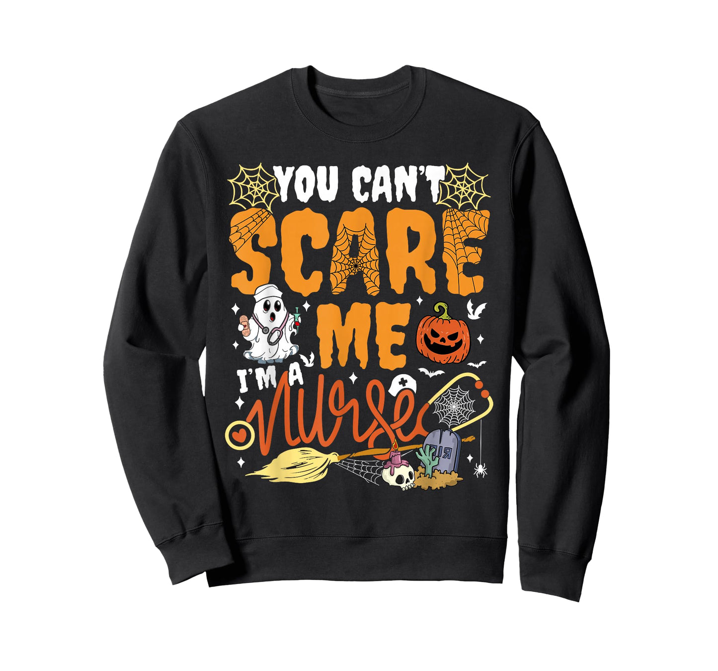 You Cant Scare Me I'm a Nurse Halloween RN Witch Boo Funny T-Shirt