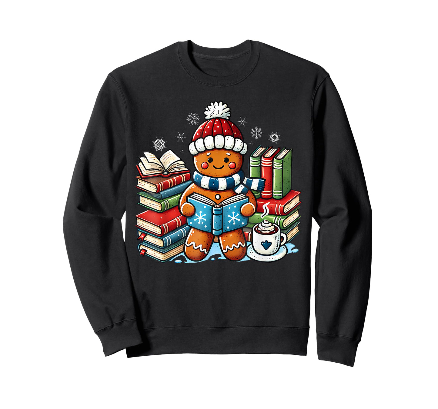 Gingerbread Reading Book Lovers Christmas Bookworm Librarian T-Shirt
