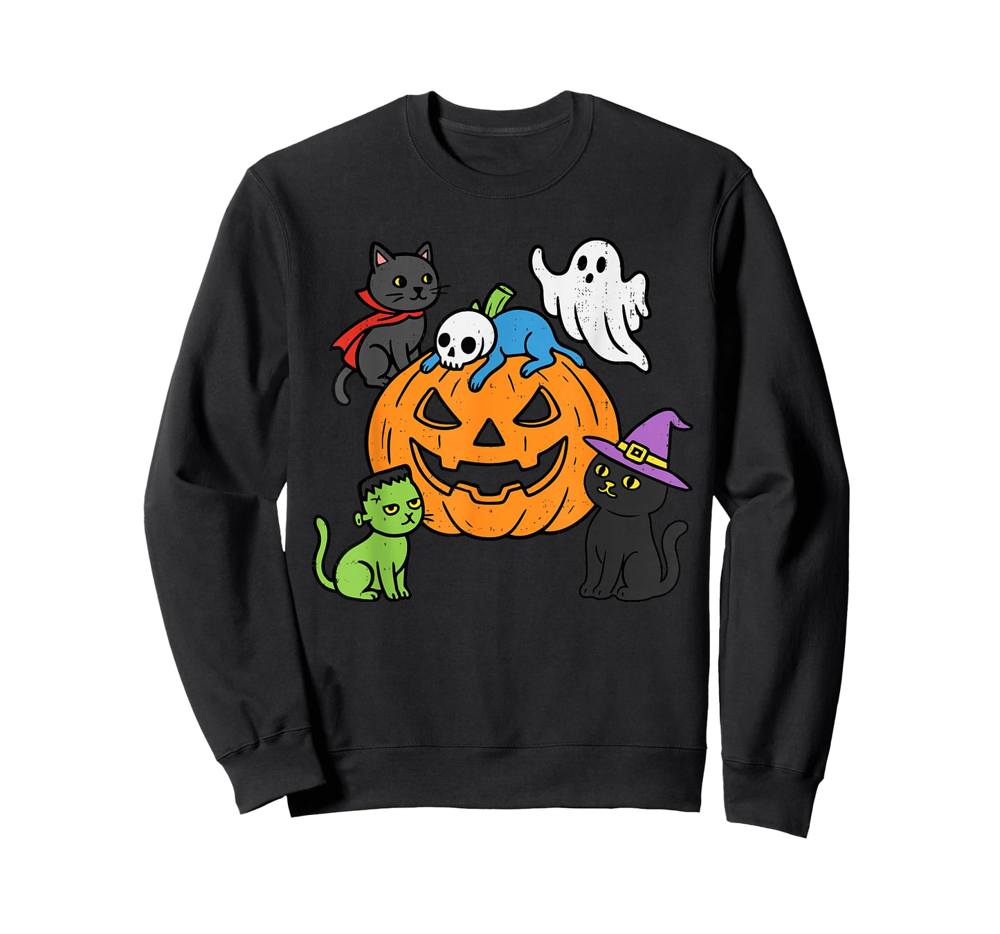 Halloween Cats Pumpkin Witch Vampire Spooky Kitty Costume T-Shirt
