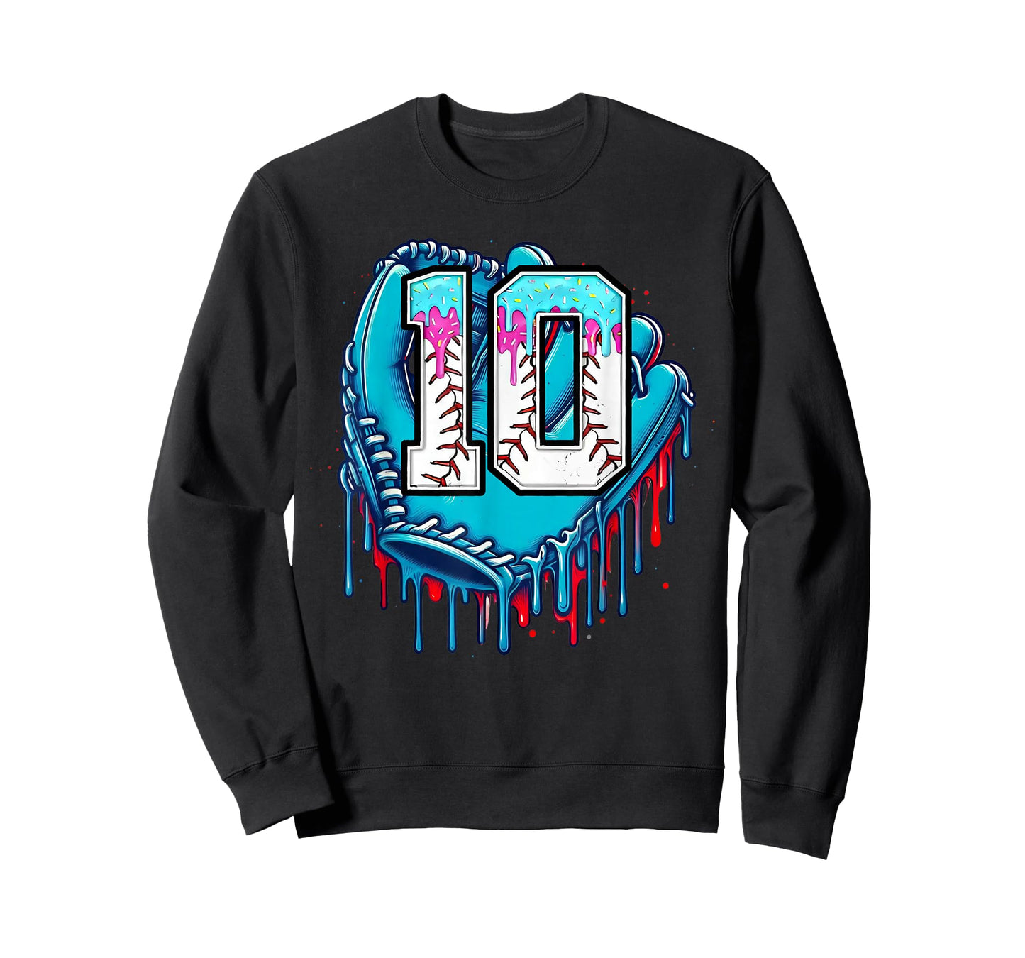 Baseball Glove 10th Birthday Boys Ice Cream Drip 10 Yr Old T-Shirt