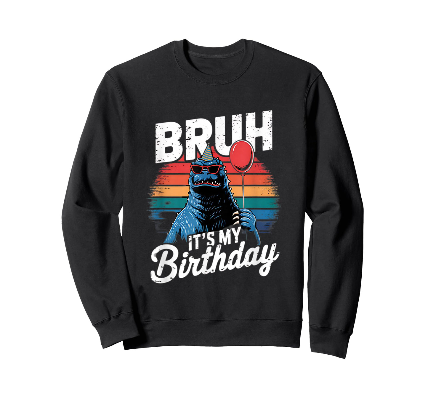 Bruh It's My Birthday Japanese Kaiju Monster Retro Sunset T-Shirt