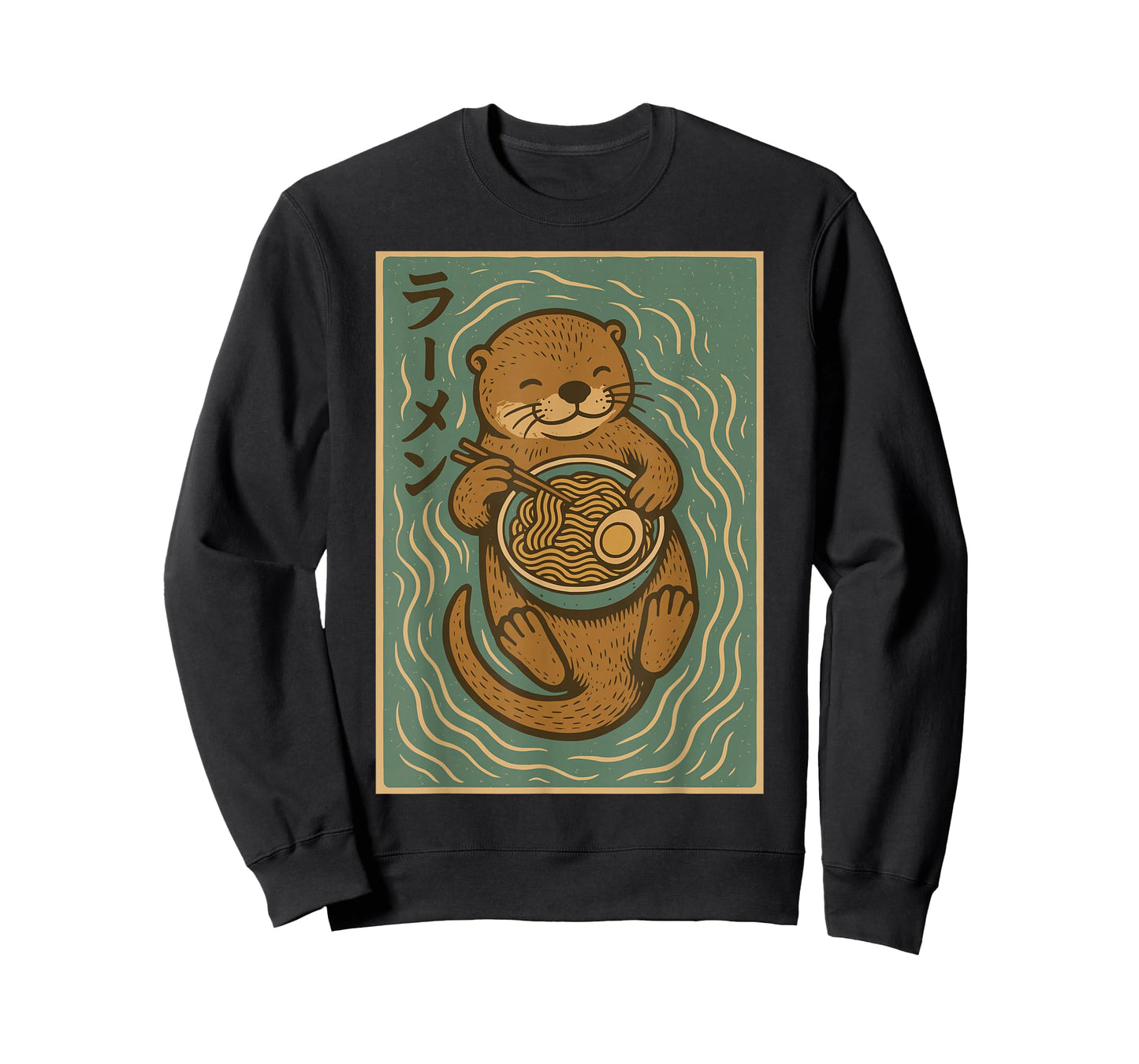 Otter Eating Ramen Noodles Vintage Japanese Cute Sea Otter T-Shirt